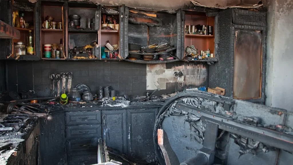 burned kitchen fire damage