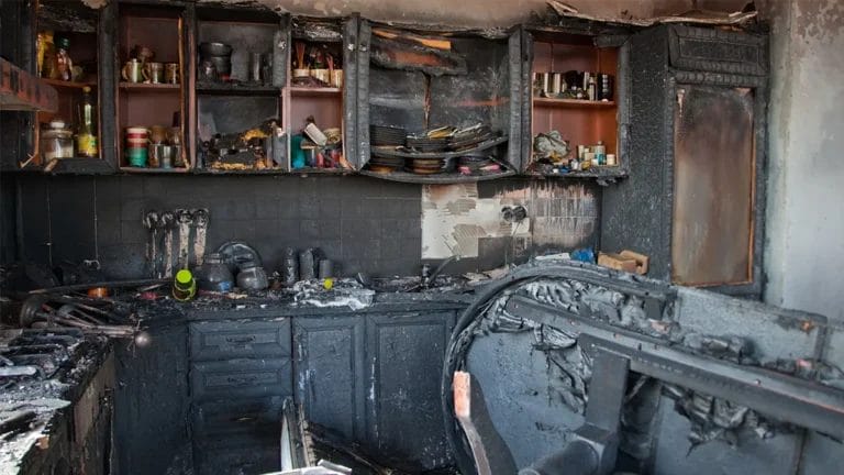 burned kitchen fire damage